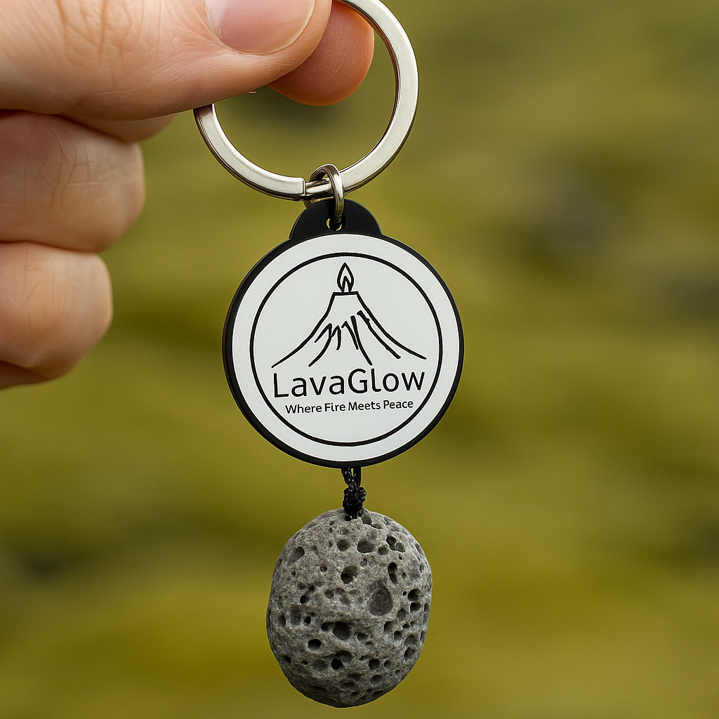Icelandic Lava Stone Keychain - Handmade Volcanic Rock Souvenir - Natural Stone Keyring Gift from Iceland