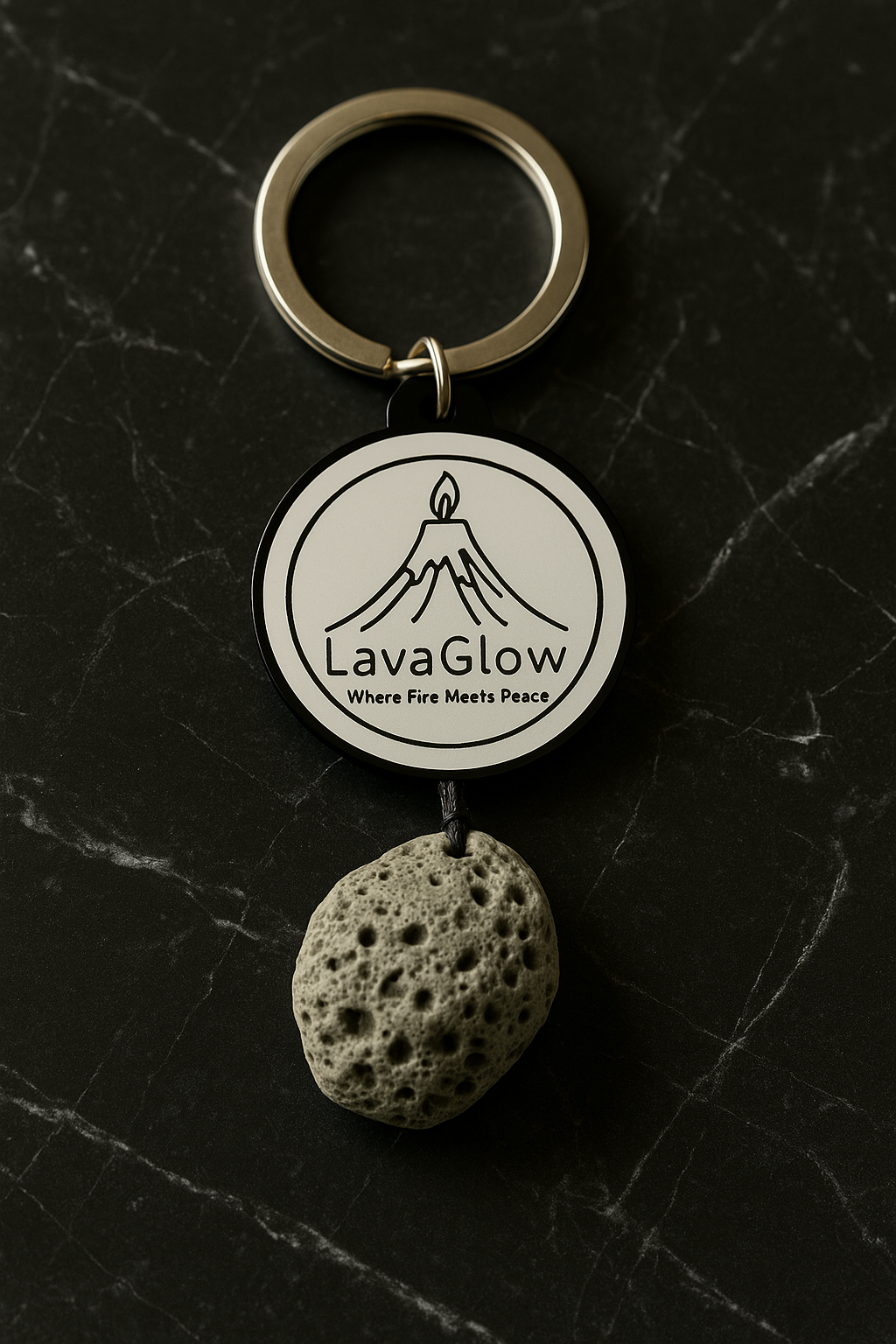 Icelandic Lava Stone Keychain - Handmade Volcanic Rock Souvenir - Natural Stone Keyring Gift from Iceland