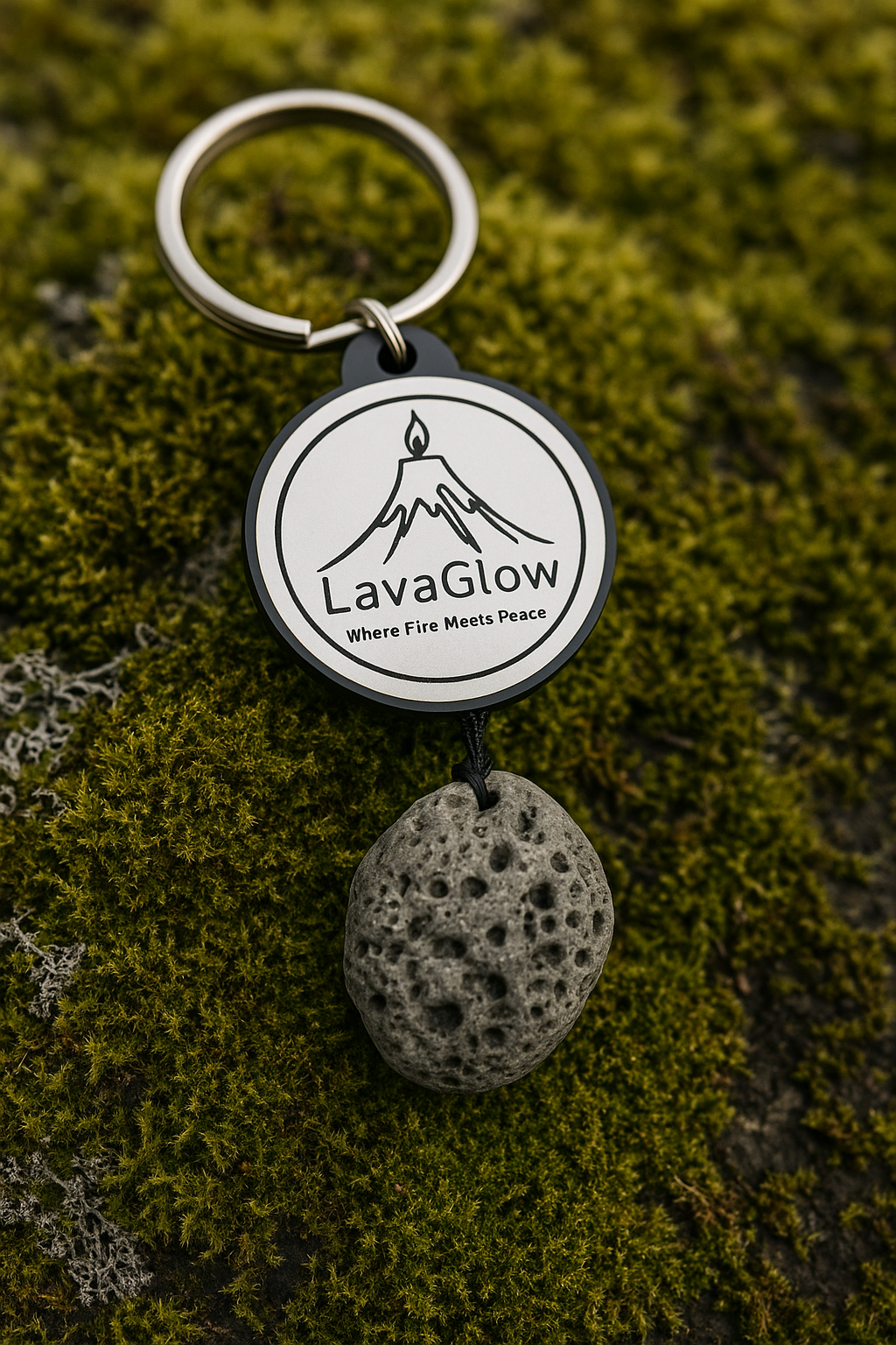 Icelandic Lava Stone Keychain - Handmade Volcanic Rock Souvenir - Natural Stone Keyring Gift from Iceland