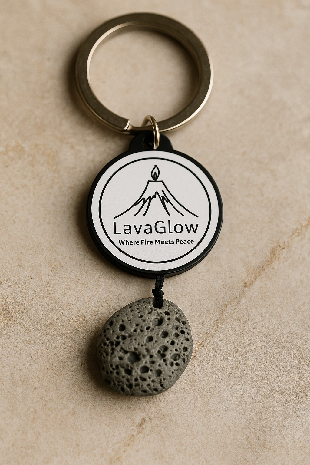 Icelandic Lava Stone Keychain - Handmade Volcanic Rock Souvenir - Natural Stone Keyring Gift from Iceland