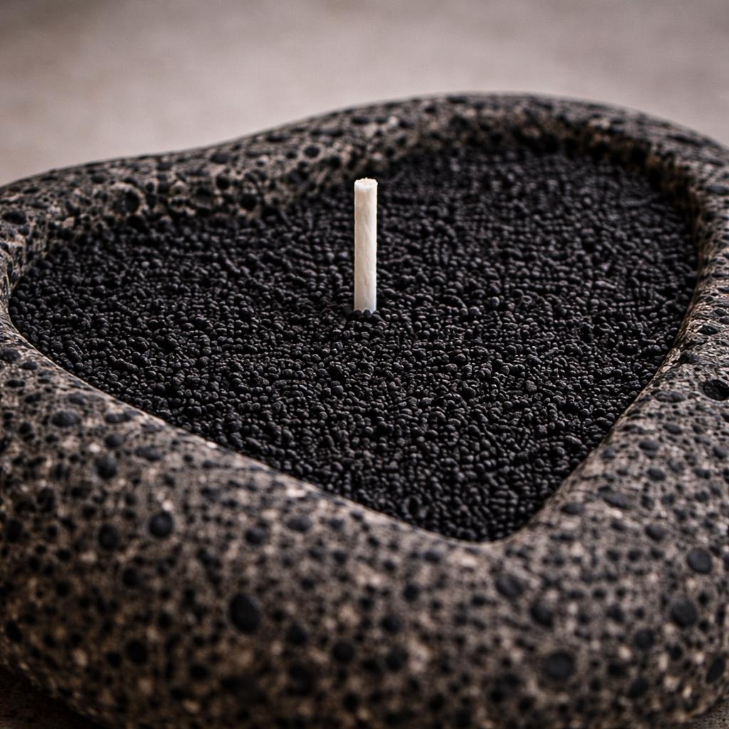 Handmade Icelandic Lava Stone Heart Candle - Refillable Sand Wax Candle