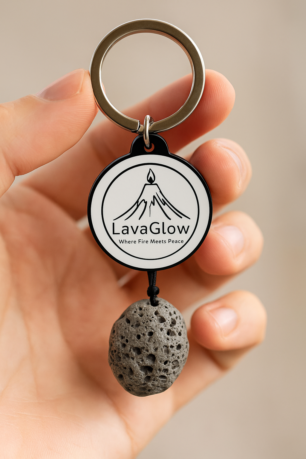 Icelandic Lava Stone Keychain - Handmade Volcanic Rock Souvenir - Natural Stone Keyring Gift from Iceland